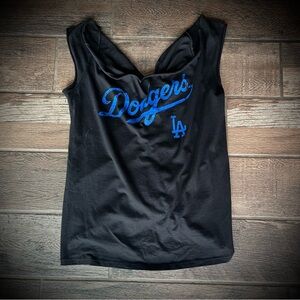Dodgers black with blue logo restructured OOAK Tank Top L